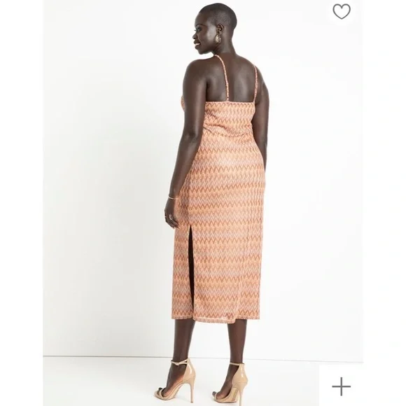 Eloquii Zigzag Midi Dress in Orange and Cream - Picture 5 of 10